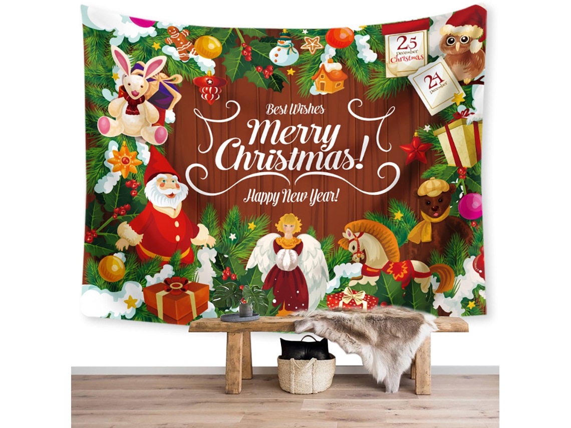 Manta decorativa de Natal com árvore de Natal Santa para sala, hall ou quarto LAXISCREED