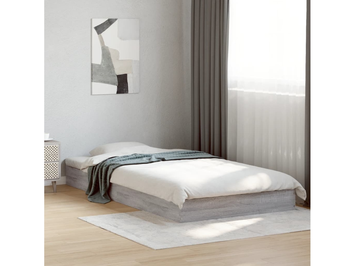 Vidaxl Estrutura Cama 100x200 Cm Derivados de Madeira Cinzento Sonoma