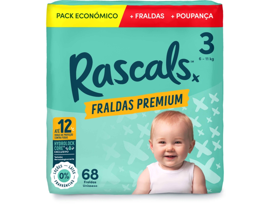 Box Fraldas Premium 6 11kg T3 RASCALS