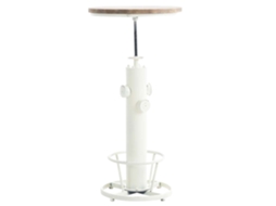 Mesa Alta de Bar Estilo Industrial Regulável em Altura Branco com Descanso para Pés Tab10022 MOBIKASA