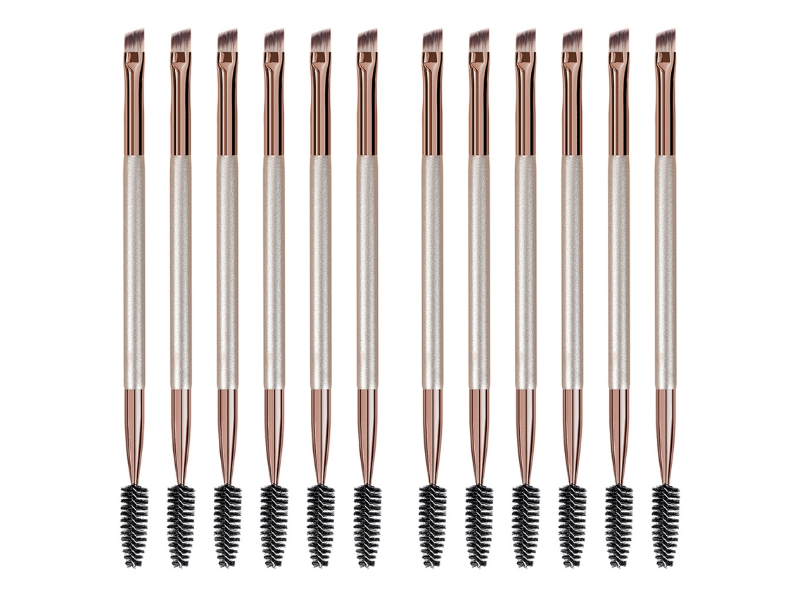 Conjunto de 12 Pincéis de Sobrancelha Angulados e com Escova Multi-Funcionais RNEMITERY