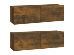 Conjunto de 2 Móveis Tv Parede Derivados Madeira Cor Fumado MAISON EXCLUSIVE (100x30x30 cm)