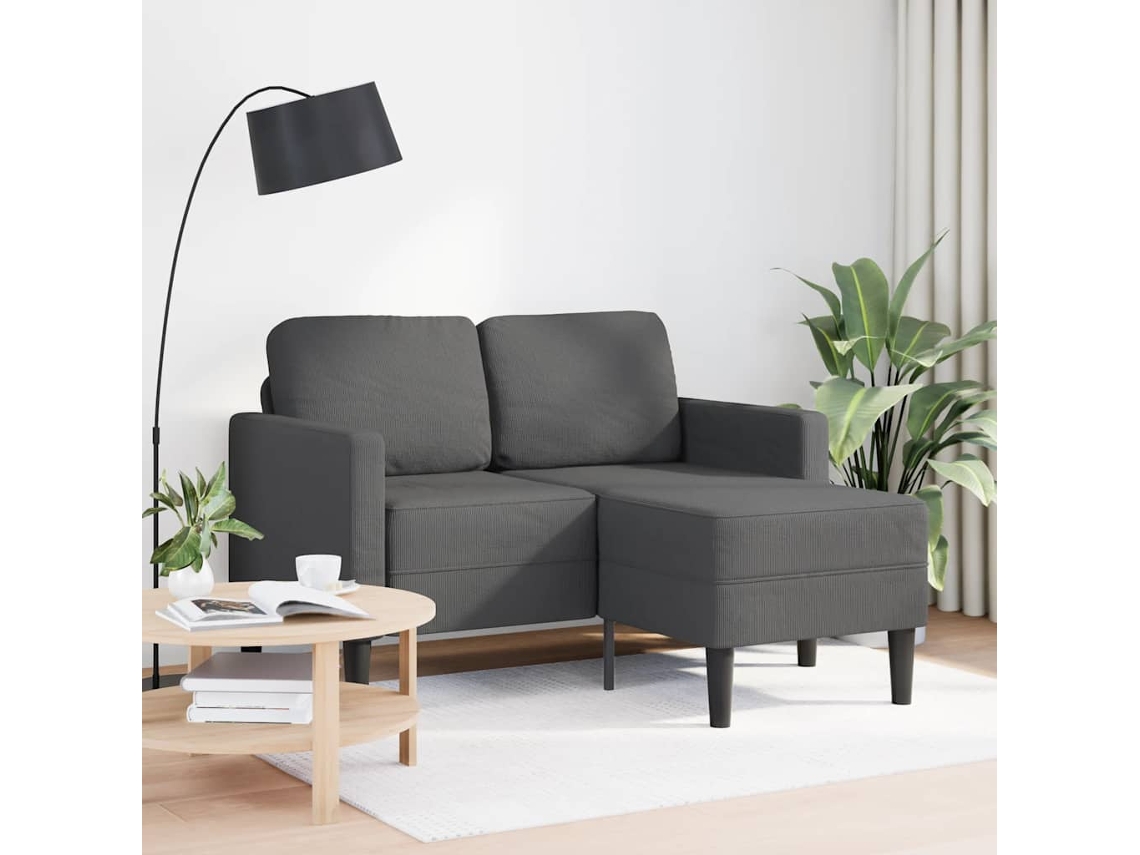 Maison Exclusive - Sofá De 2 Lugares Com Chaise Em L Cinza Escuro 125 Cm Linho