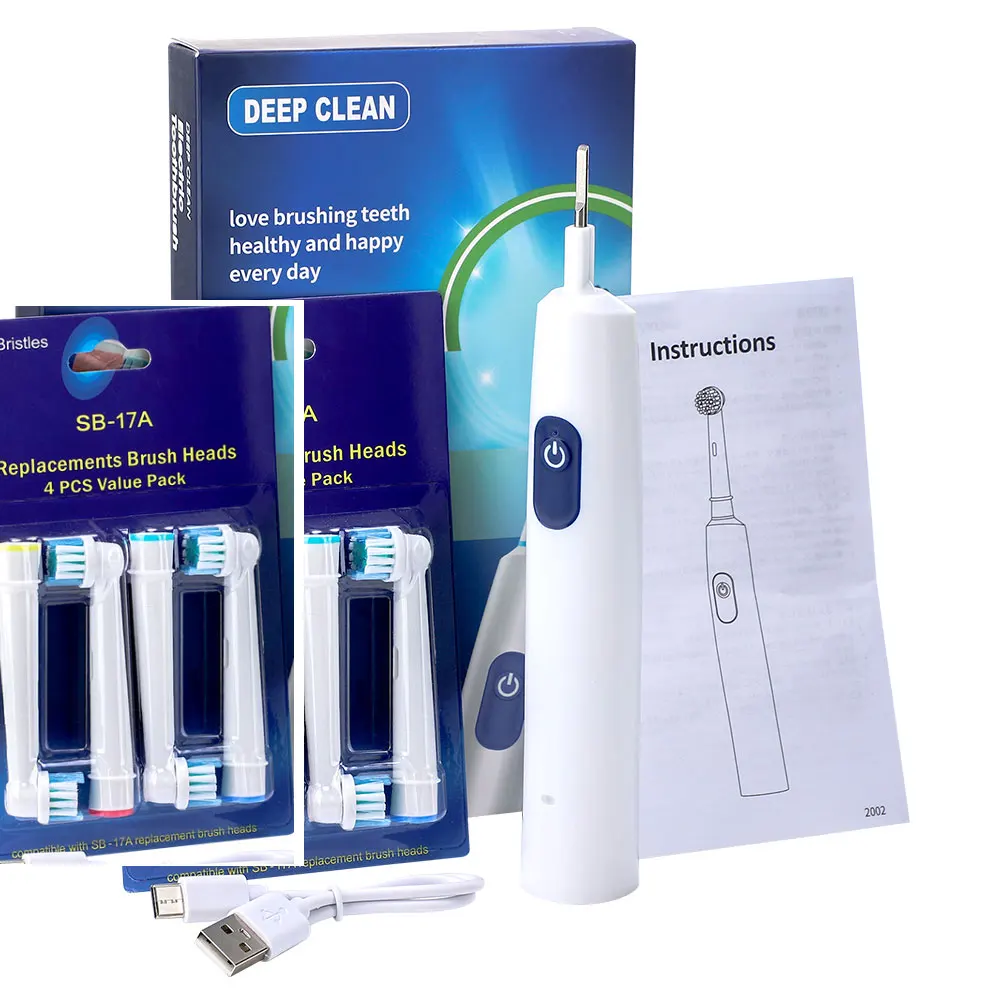 Escova De Dentes Elétrica Rotativa Sônica Recarregável Com Temporizador E 5 Modos.