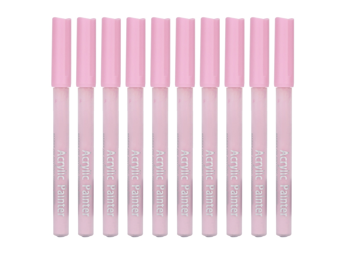 10 Peças De Marcadores Acrílicos 1100m Não Tóxicos Lápis De Água Para Pintura Em Pedras Cerâmica Vidro Madeira Tela Diy (rosa)