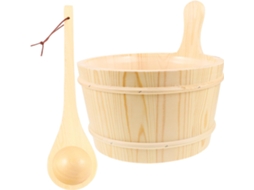 Kit de Balde de Sauna de Madeira, Acessório Natural para Casa, Pegada Confortável, Bordas Lisas SFUSHOS