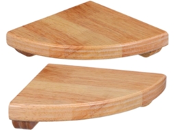 Conjunto De 2-prateleiras Canto Em Madeira Com Formato Leque 15cm 6-polegadas Para Parede, Ideais Para Cozinha, Banheiro