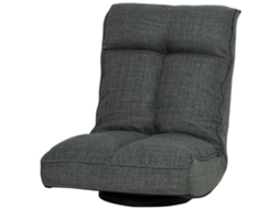 Cadeira Chão Dobrável 360° Com Encosto 5 Posições Estofado, 58x107x79cm, Relaxamento Cinza