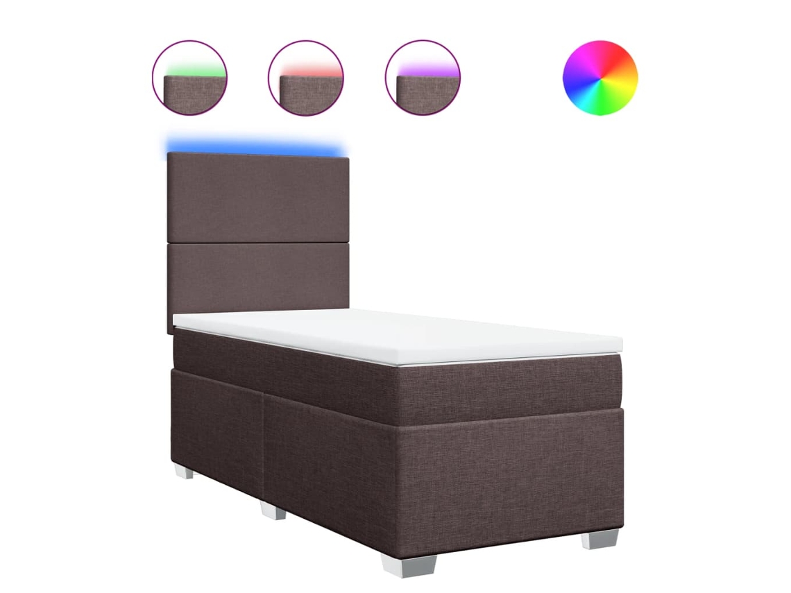 Conjunto 1 Cama Box Spring Vidaxl Marrom Tecido (200 X 90 X 150.5 Cm)