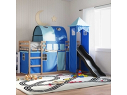 Vidaxl Beliche Com Escorrega E Cortinas 80x200 Cm Azul