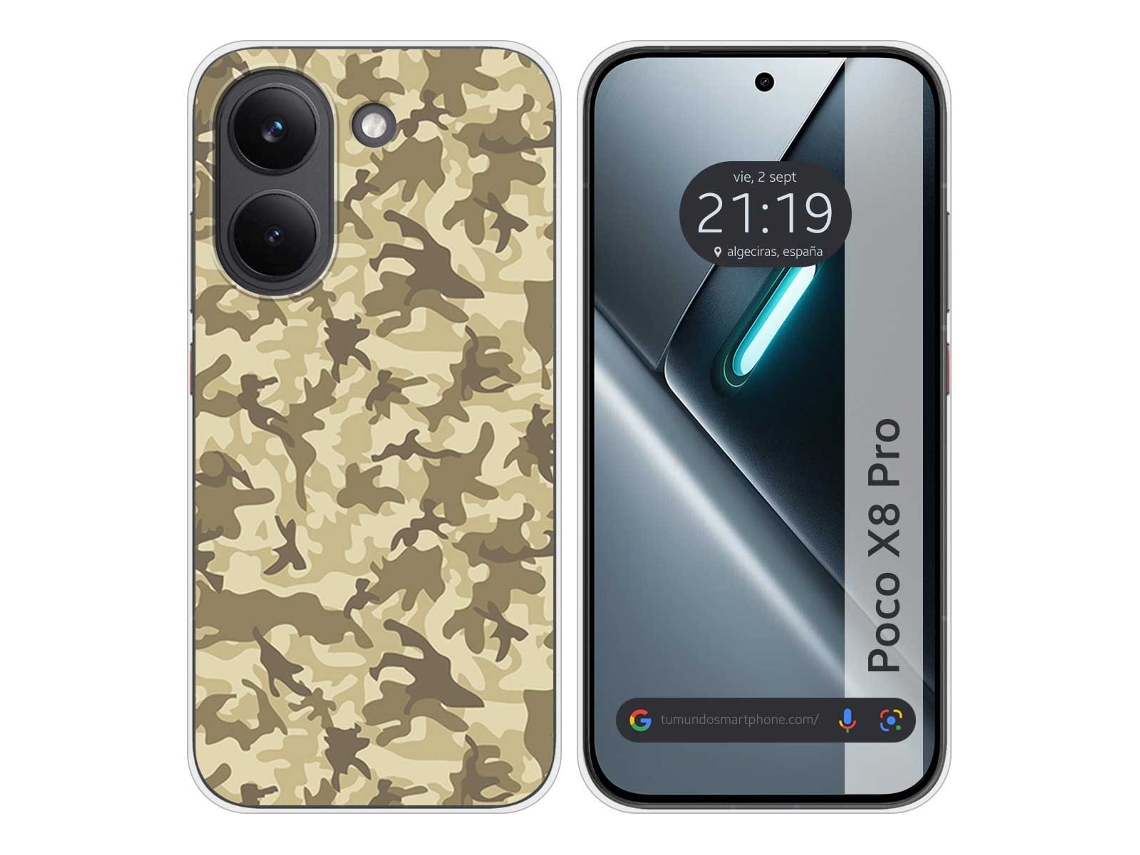 Capa Tumundosmartphone De Silicone Para Xiaomi Poco X8 Pro 5g Design Camuflado Na Cor Areia