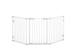Portão Independente para Cães 3 Painéis 180x74,5cm, Dobrável, para Escadas/portas/cozinha, Branco Ge