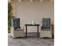 Vidaxl 3 Pcs Conjunto De Jantar P/ Jardim C/ Almofadões Cinzento Claro