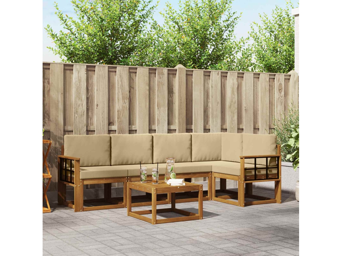Vidaxl Conjunto De Sofás Para Exterior 6 Pcs Natural E Bege