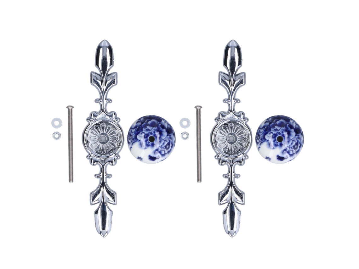 2pcs Puxadores de Armário Cerâmico Estilo Moderno Pintado À Mão Peônia S/MARCA