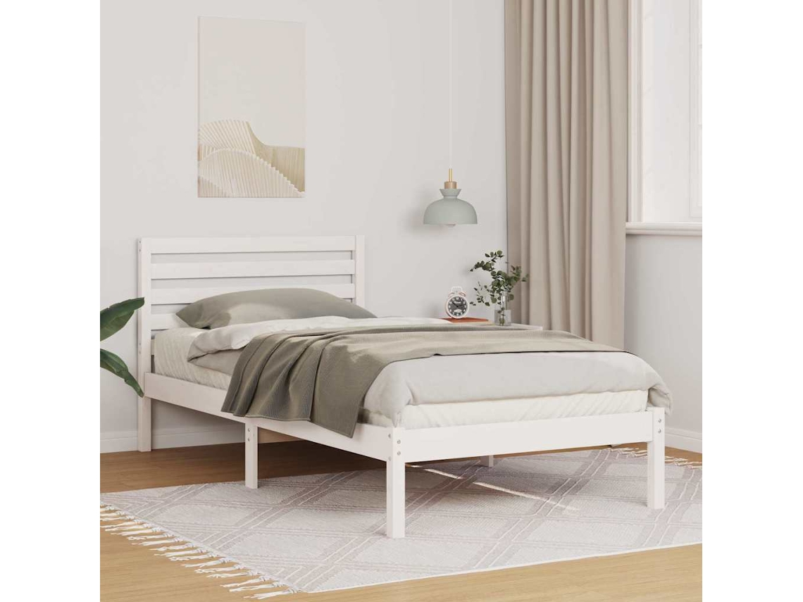 Vidaxl Estrutura Da Cama Branco 90 X 200 Cm Madeira De Pinheiro Sólida