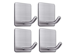 Conjunto De 4 Ganchos Para Toalhas – Ganchos De Parede – Arrumação Casa De Banho E Cozinha – Aço Inoxidável – Prata