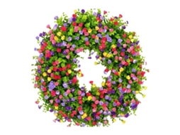 Guirlanda de Primavera para Porta, Flores Artificiais, Verde, Decoração de Porta, Guirlanda de 34 Cm AQUAFORGE
