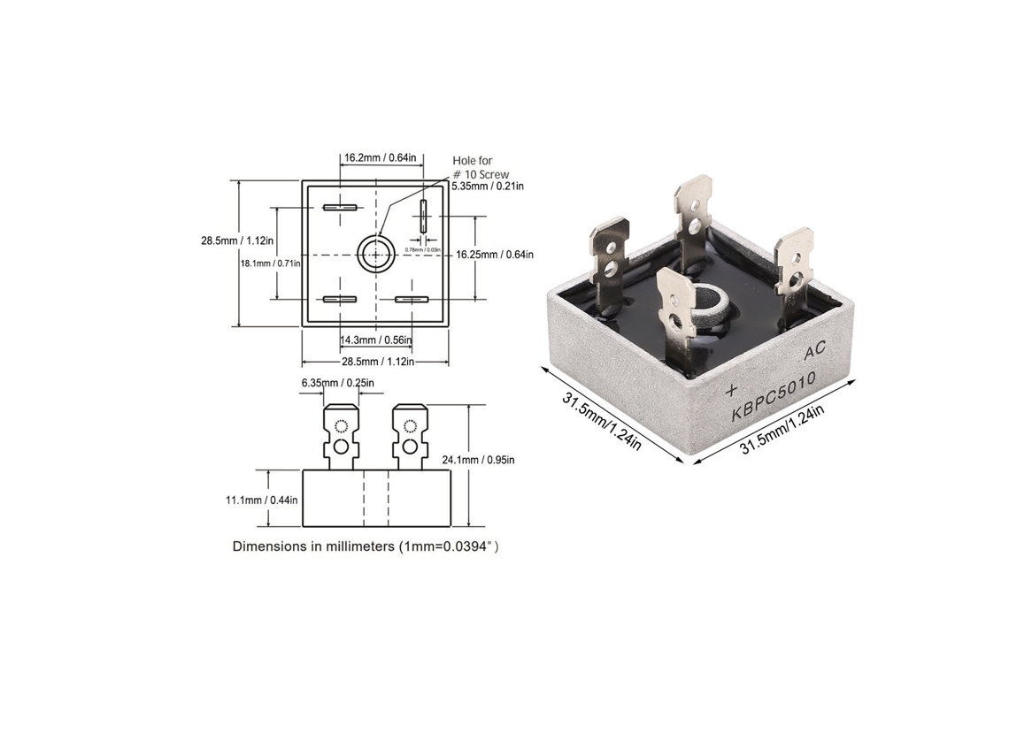 Laxiscreed Retificador De Ponte Monofásico De 50a E 1000v Com Alta Durabilidade