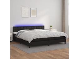 Vidaxl Cama Box Spring C/ Colchão/led 200x200cm Couro Artificial Preto