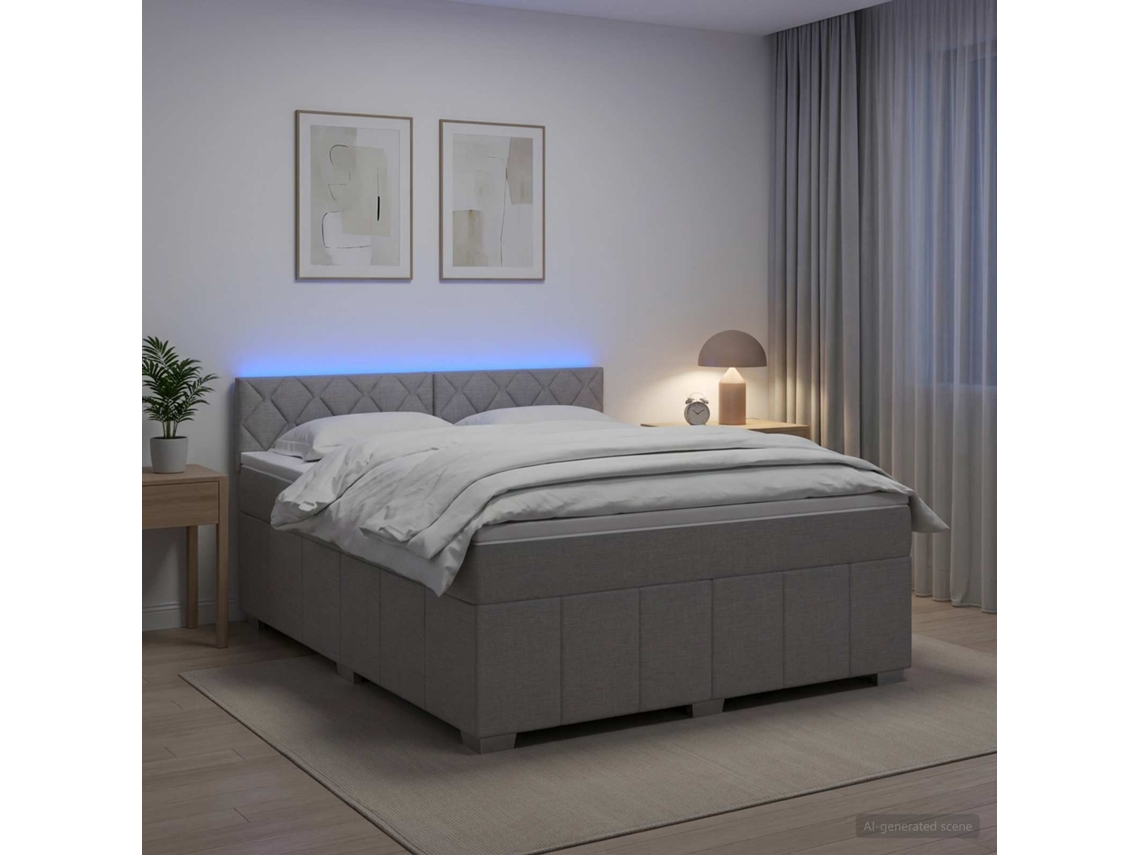 Vidaxl Cama Box Spring Com Colchão Cinzento-claro 140 X 190 Cm Tecido