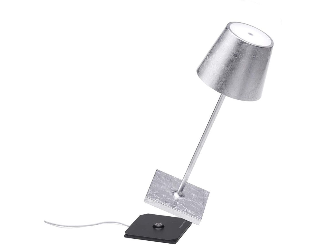 Candeeiro de Mesa Poldina Pro Mini Silver Leaf Led Recarregável e Regulável ZAFFERANO