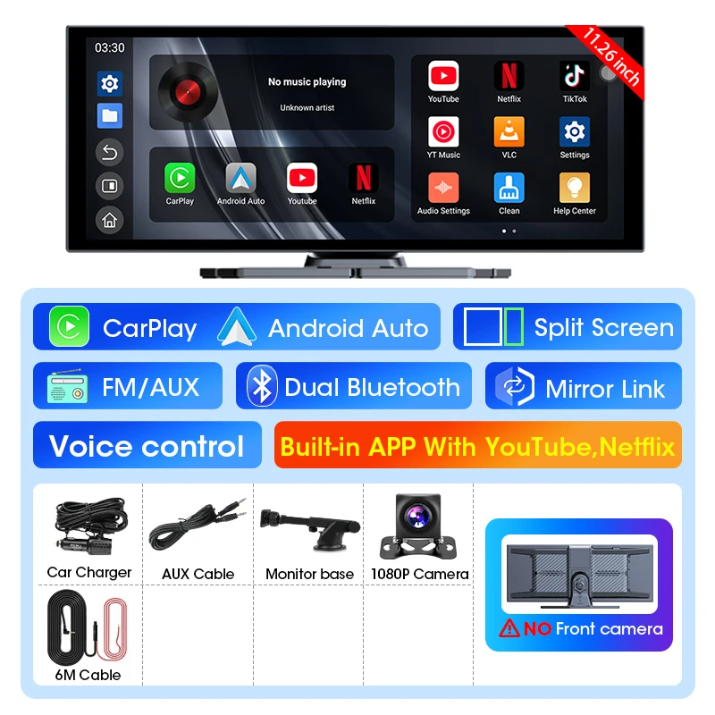 (câmera Traseira De 6 Mp) Sistema Multimídia Integrado Ao Carro De 11,26 Polegadas Com Navegação Carplay Sem Fio.