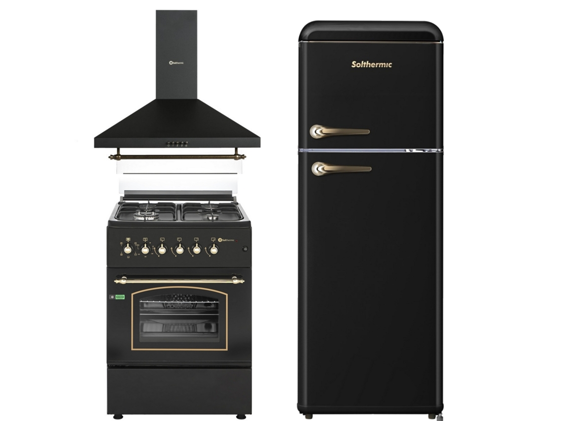 Pack Combinado Solthermic Fogão A Gás F6s40e5rb Com Forno Elétrico Exaustor 60 Frigorífico Retro 1,47 F2pr147n