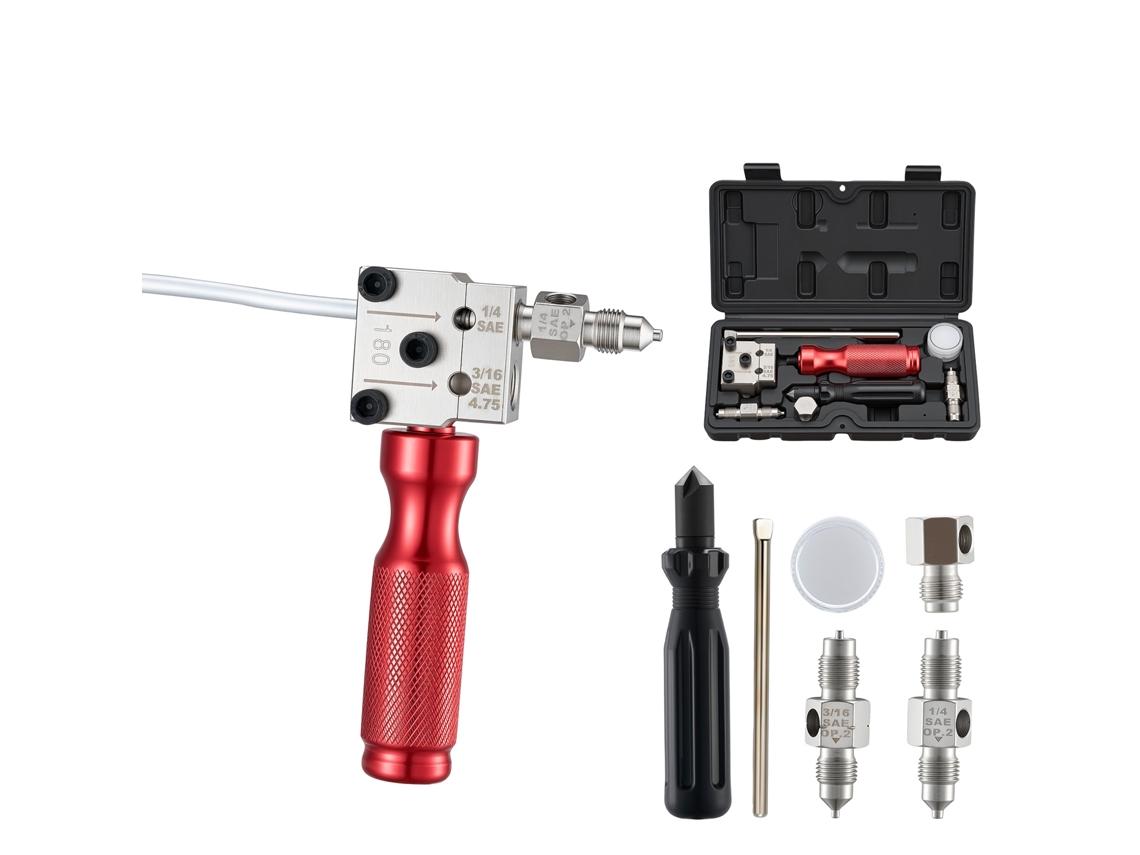 Ferramenta de Alargamento Tubos Freio, Kit Linhas Freio 45 Graus Simples e Duplo para 4,75 Mm 6,35 com Desbaste Reparação Automotiva