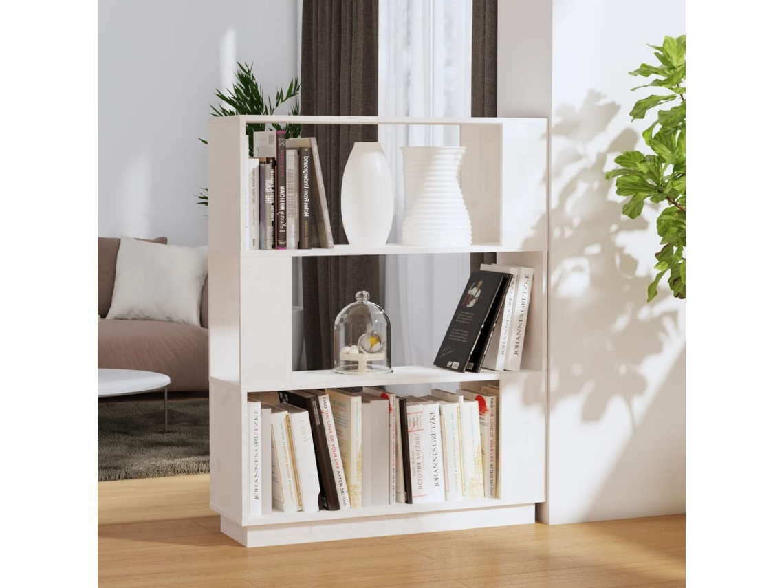 Vidaxl Estante/divisória 80x25x101 Cm Pinho Maciço Branco