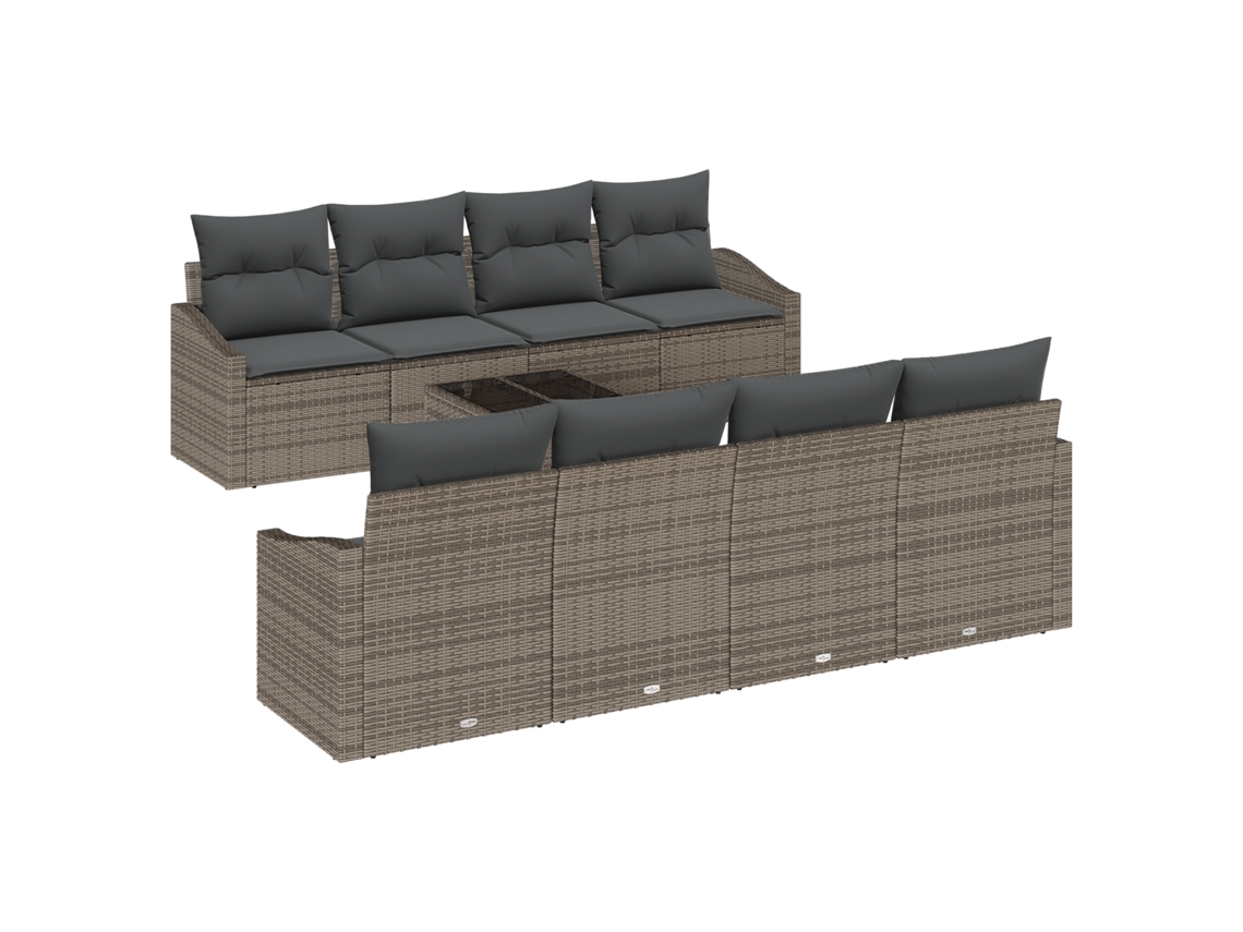 Conjunto 9 Conjunto De Sofá De Jardim Vidaxl Cinzento Vime Pe (55 X 55 X 37 Cm)