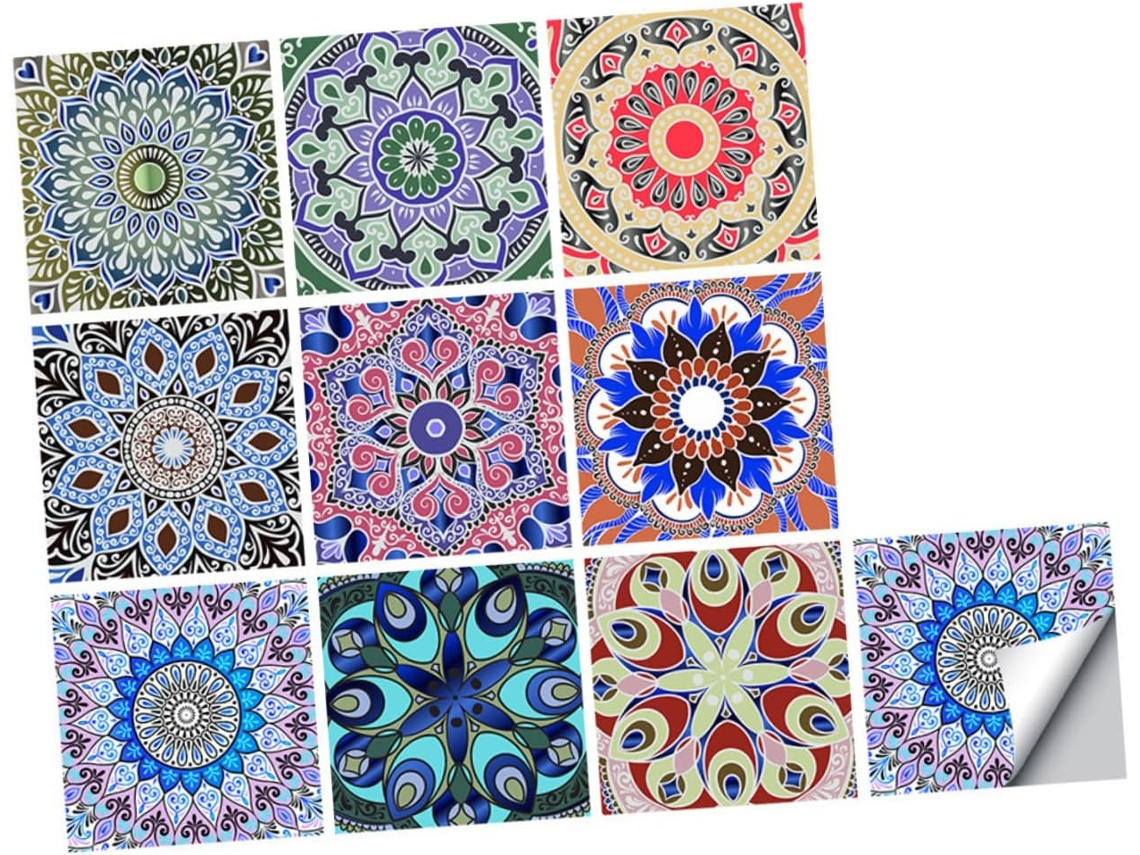 Conjunto De 10 Adesivos De Parede Decorativos À Prova D'água Com Mandalas.