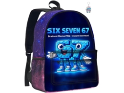 Mochila 67 Com Chaveiro, Temática Six Seven De 40cm, Escolar Leve Grande Capacidade, Presente Ideal