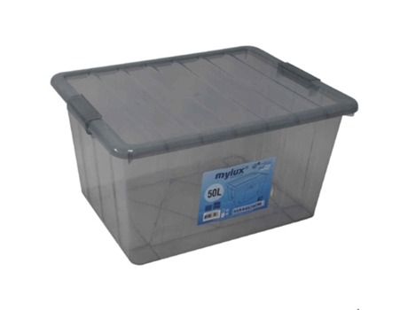 Caixa Multiusos 50L Cinza Transparente POWERPLÁS