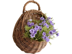 Cesto de Parede Trançado Feito Rattan, Artesanal, Vaso Suspenso Natural Decoração para Cestos, CHABERLU