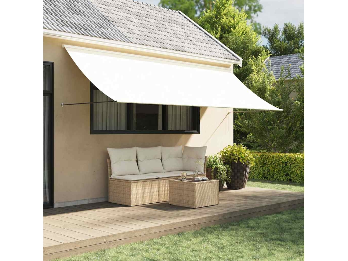 Vidaxl Toldo Retrátil 400x150 Cm Tecido E Aço Cor Creme