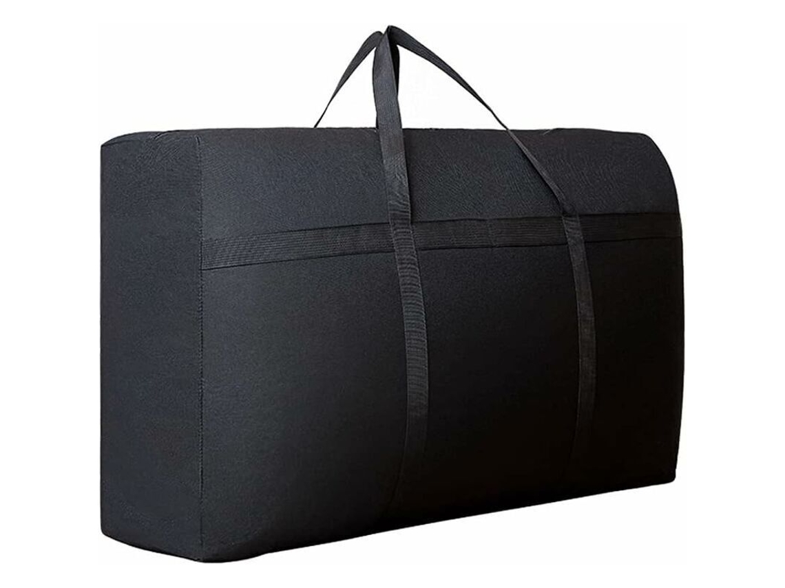 Bolsa Organizadora De Roupas Grande De 180 Litros Com Capa Impermeável Em Tecido Oxford, Lavável E Para Viagens 100x60x30cm, Preta