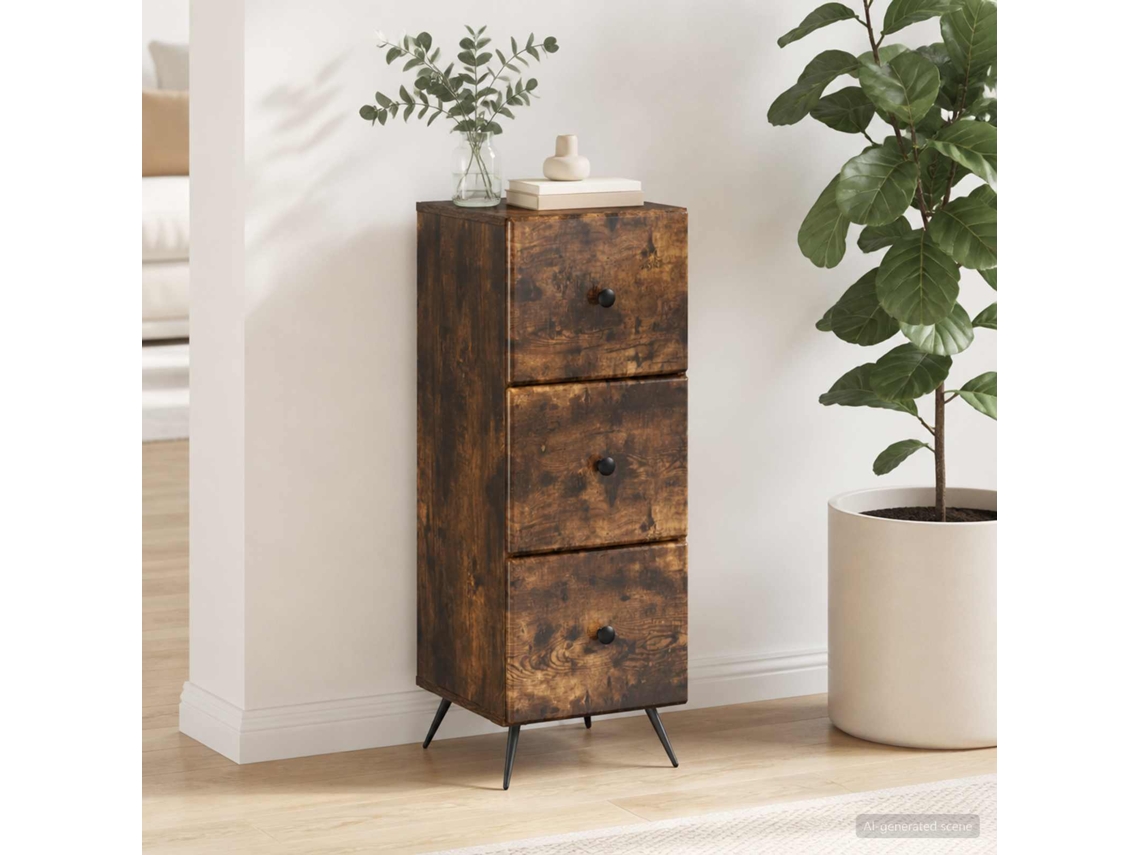 Vidaxl Gabinete De Gavetas Carvalho Fumado 33 X 34,5 X 90 Cm