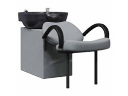 Poltrona de Shampoo Cinza Claro e Preto 63x141x92 cm Tecido HARLANV1