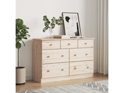 Vidaxl Cómoda Alta 112x35x73 Cm Madeira De Pinho Maciça