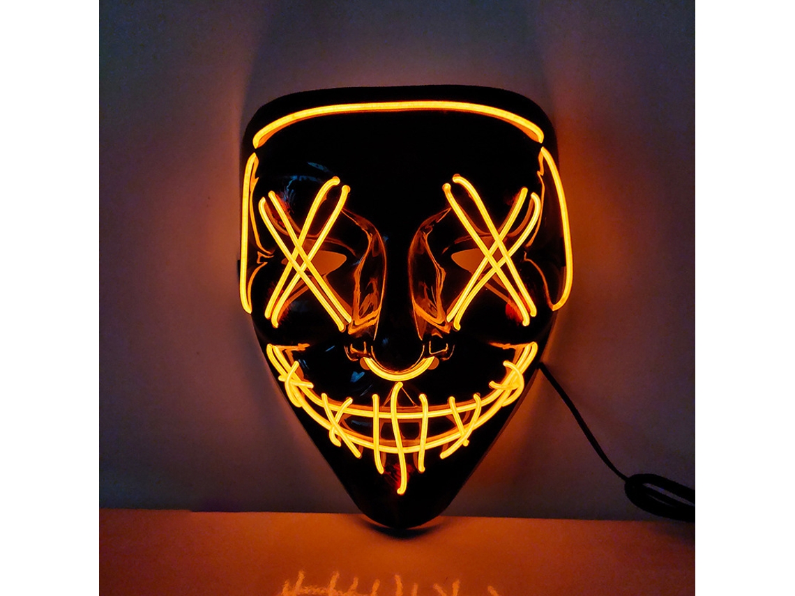 Máscara De Halloween Iluminada Laxiscreed Com Led Frio Assustador Para Cosplay Laranja