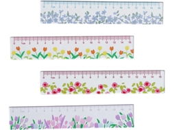 Régua Transparente Em Acrílico Com Estampa De Flores, Para Desenho