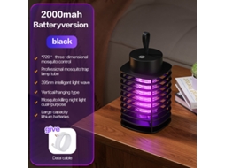 Carregador Usb para Casa Coletor de Choque Elétrico Luz Noturna Silenciosa Armadilha para Mosquitos CHRUI Preto