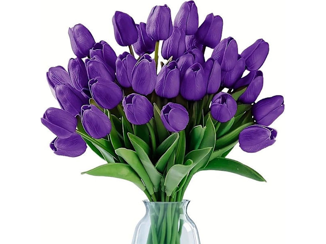 20 Tulipas Artificiais "real Touch" em Látex, Tulipas Falsas, Buquê de Casamento, Roxas AQUAFORGE