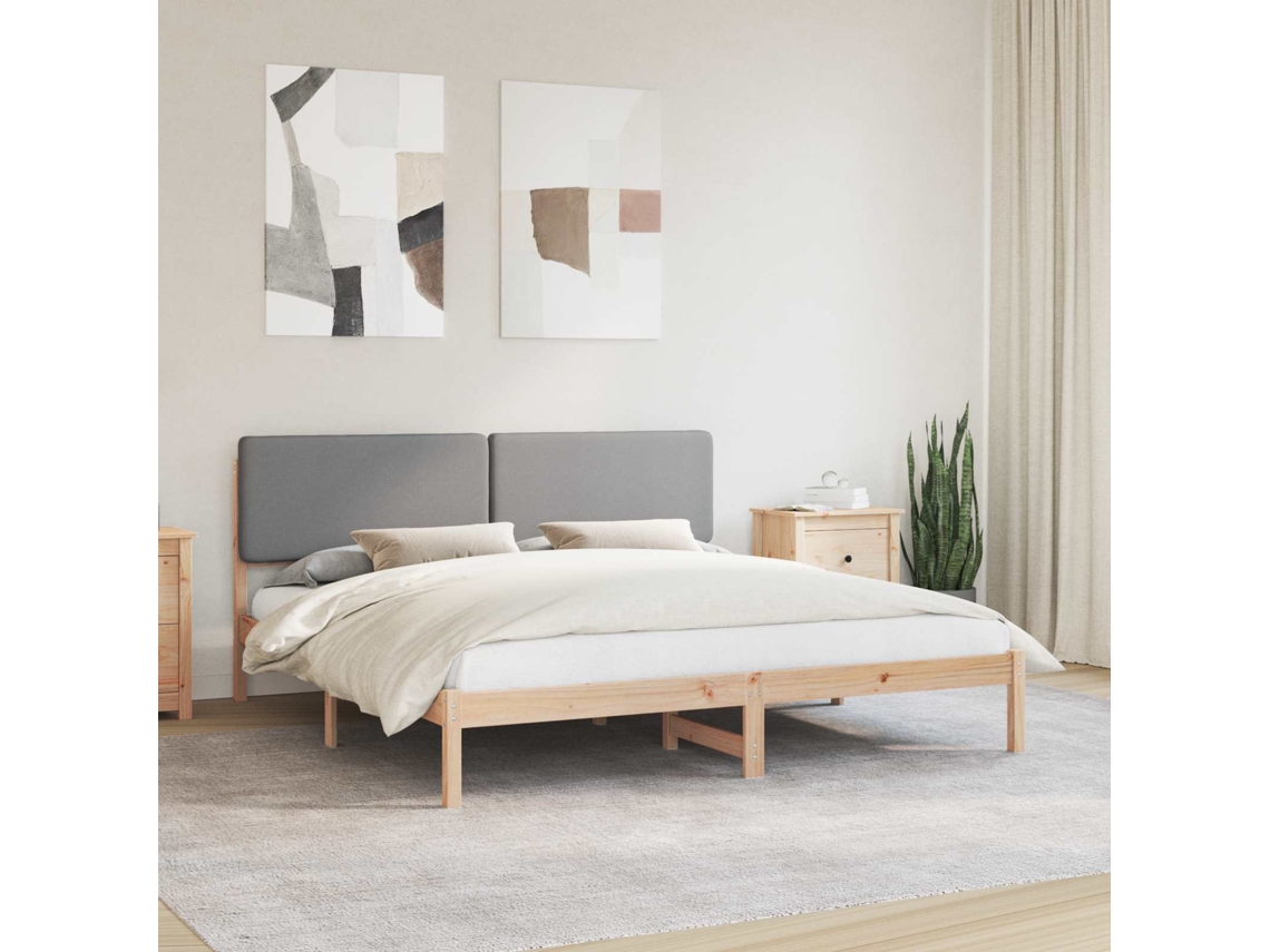 Vidaxl Estrutura De Cama Com Cabeceira Estofada Cinzento-claro