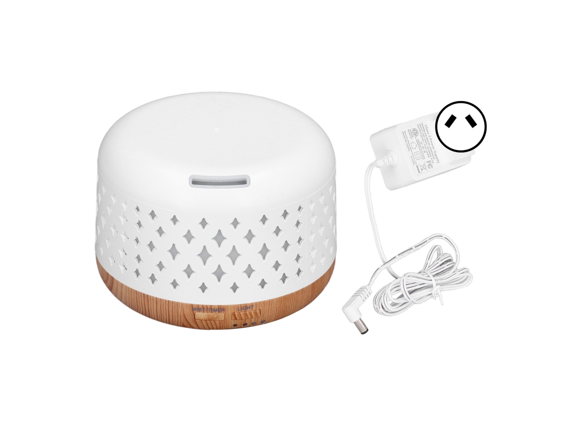 Humidificador difusor aromaterapia 300ml 35dB silencioso 7 luzes LED madeira auto off 8W EU plug S/MARCA