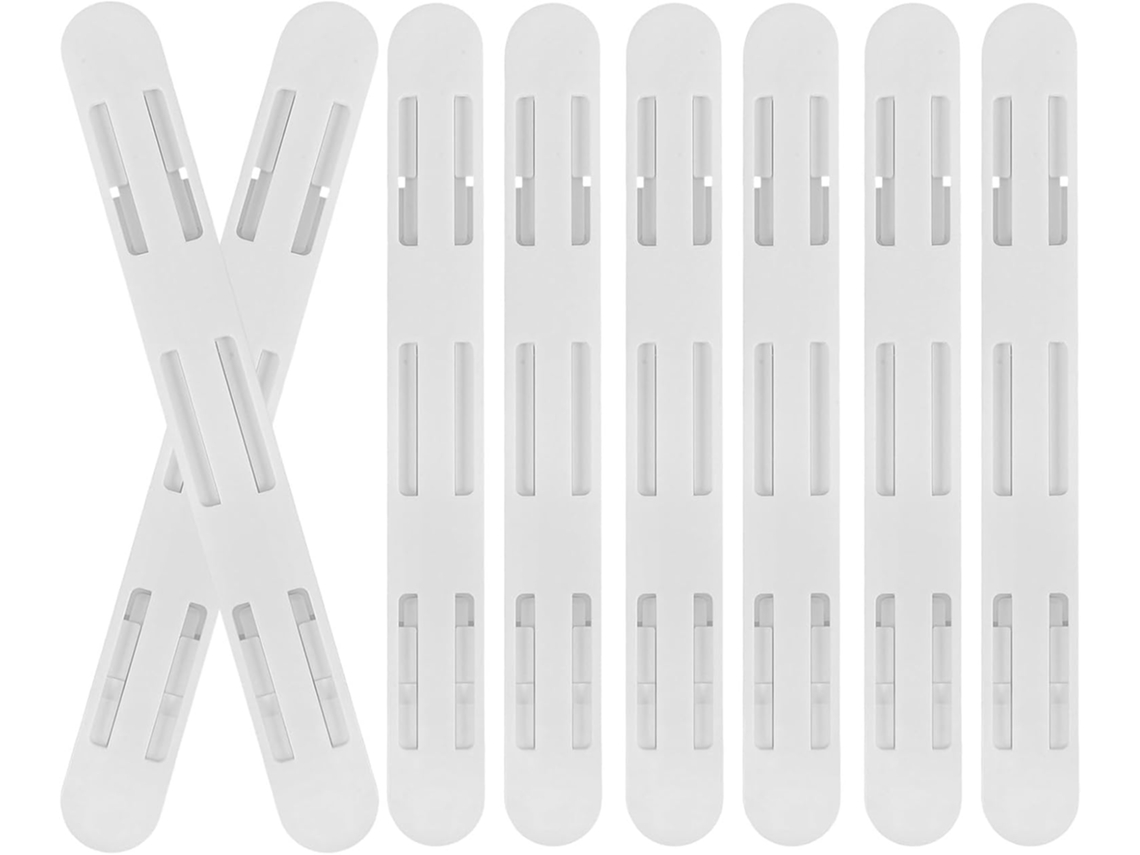 Conjunto De 8 Corrediças Adesivas Para Gavetas, 25cm 10 Polegadas, Brancas, Em Abs