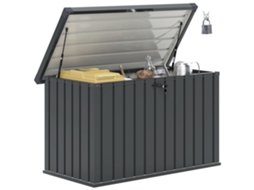 Baú Externo 400l Aço Galvanizado com Fechadura e 2 Chaves Cinza Escuro 124x66x72cm