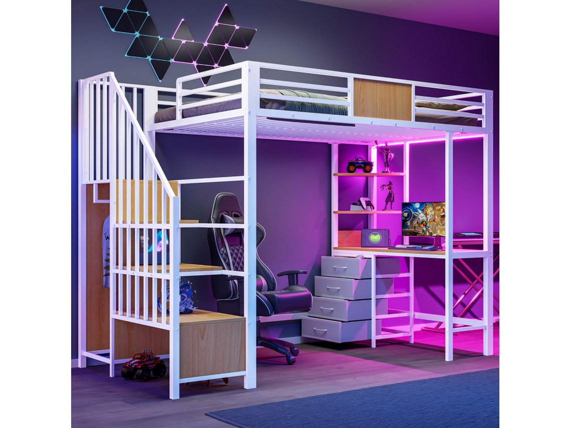 Beliche Eletrico Multiuso Com Iluminacao Led, Tomadas E Secretaria Em Metal Para Sala De Estar E Dormitorio