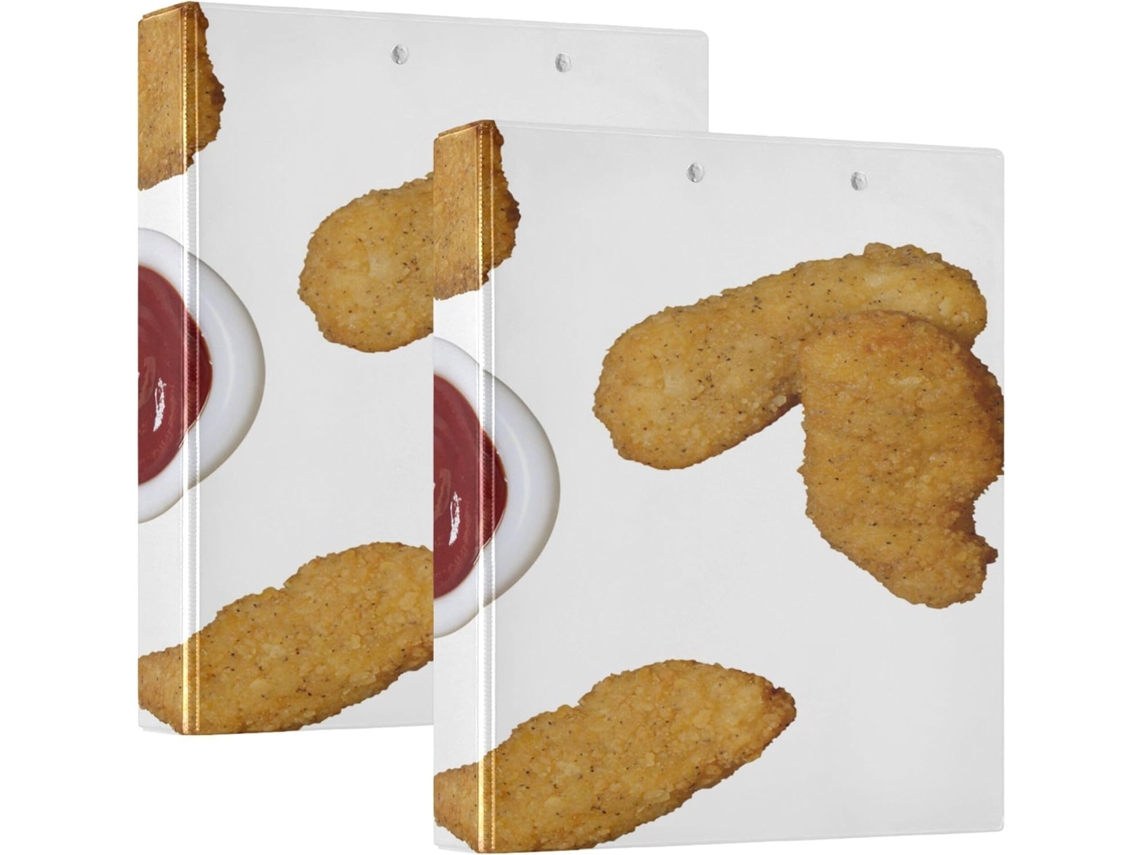 Conjunto de 2 Fichários com Argolas Redondas 3,8 Cm e Capa Bolso, Escolares Tamanho 1/2, Dura, Estampa Nuggets